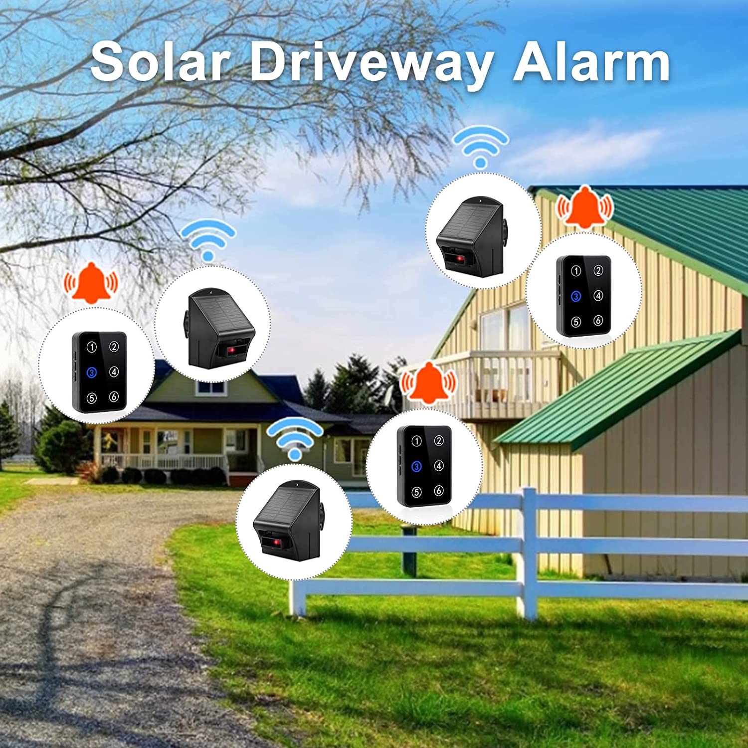 CallToU Solar Driveway Alarm, 1/2 Mile Driveway Alarms Wireless Outside Weatherproof