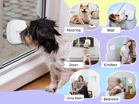 CC27+AT01 Dog Doorbells-Dog Door Bell for Potty Training-Wireless Doggie Buttons 5 Levels Volume 55 Ringtones Receiver