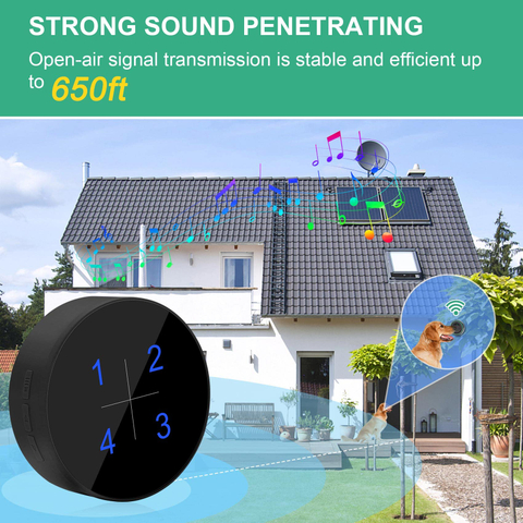 Daytech Dog Door Bell Smart Doggy Doorbell for Potty Training Go Outside/Housebreaking 4 Waterproof Touch Buttons 1 Number Display Receivers