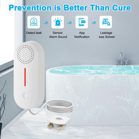 DAYTECH 2-in-1 Water Leak Detector and Water Level Sensor - WiFi Alarm System with 100dB Alert