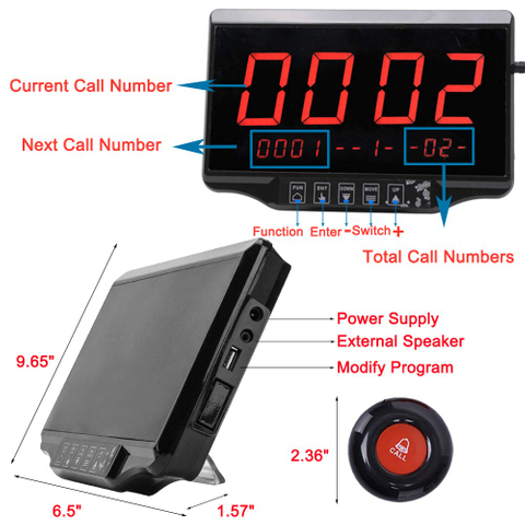 Daytech Wireless Calling System Restaurant Pager Customers Patient Caregiver Alert Paging System for Clinic Hospital Church Office Cafe Shop Smart Nurse Call Button 1 Display Receiver and 10 Call Butt