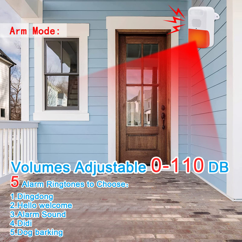 Daytech Motion Sensor Alarm Wireless Infrared Indoor Security System for Home Office Warehouse PIR Motion Detector Alert 110dB 5 Alert Ringtone 4 Alert Modes with Remote Control(1 Pack)