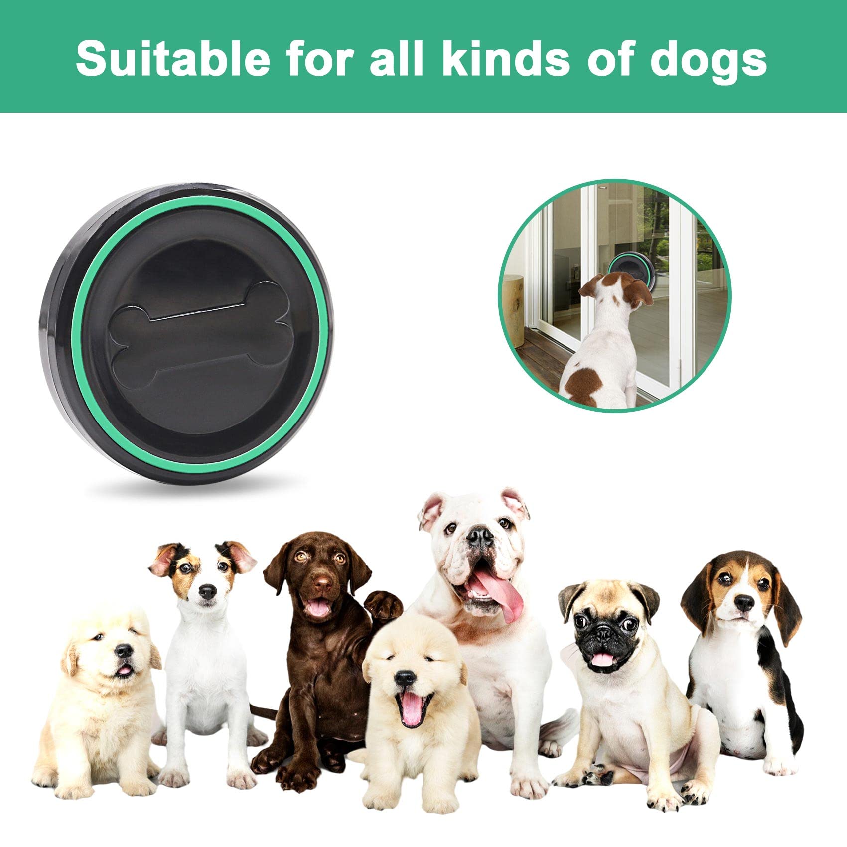 Daytech Dog Door Bell Smart Doggy Doorbell for Potty Training Go Outside/Housebreaking 4 Waterproof Touch Buttons 1 Number Display Receivers