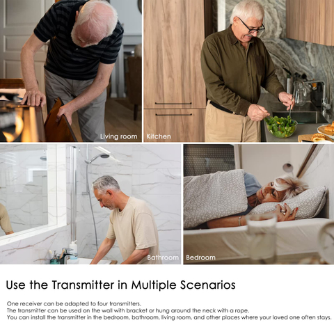 CC23WH+ BT009GR+E-03W Elderly Care Alert System Personal SOS panic button Fall alarm Senior Help Call Home Care for older people