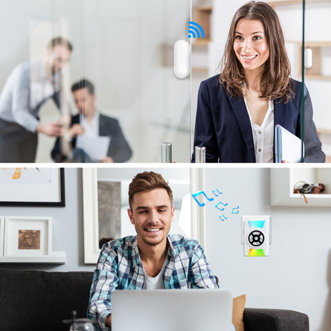 Daytech Door Chime Wireless for Business When Entering 1000FT Wireless Door Sensor Chime for Door Opens