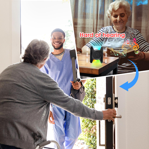 Daytech Wireless Doorbell Battery Operated Portable Hearing Impaired Door Bell Blind Vibrating Flashing Light Call Button 1000ft for Home Patient Elderly Classroom