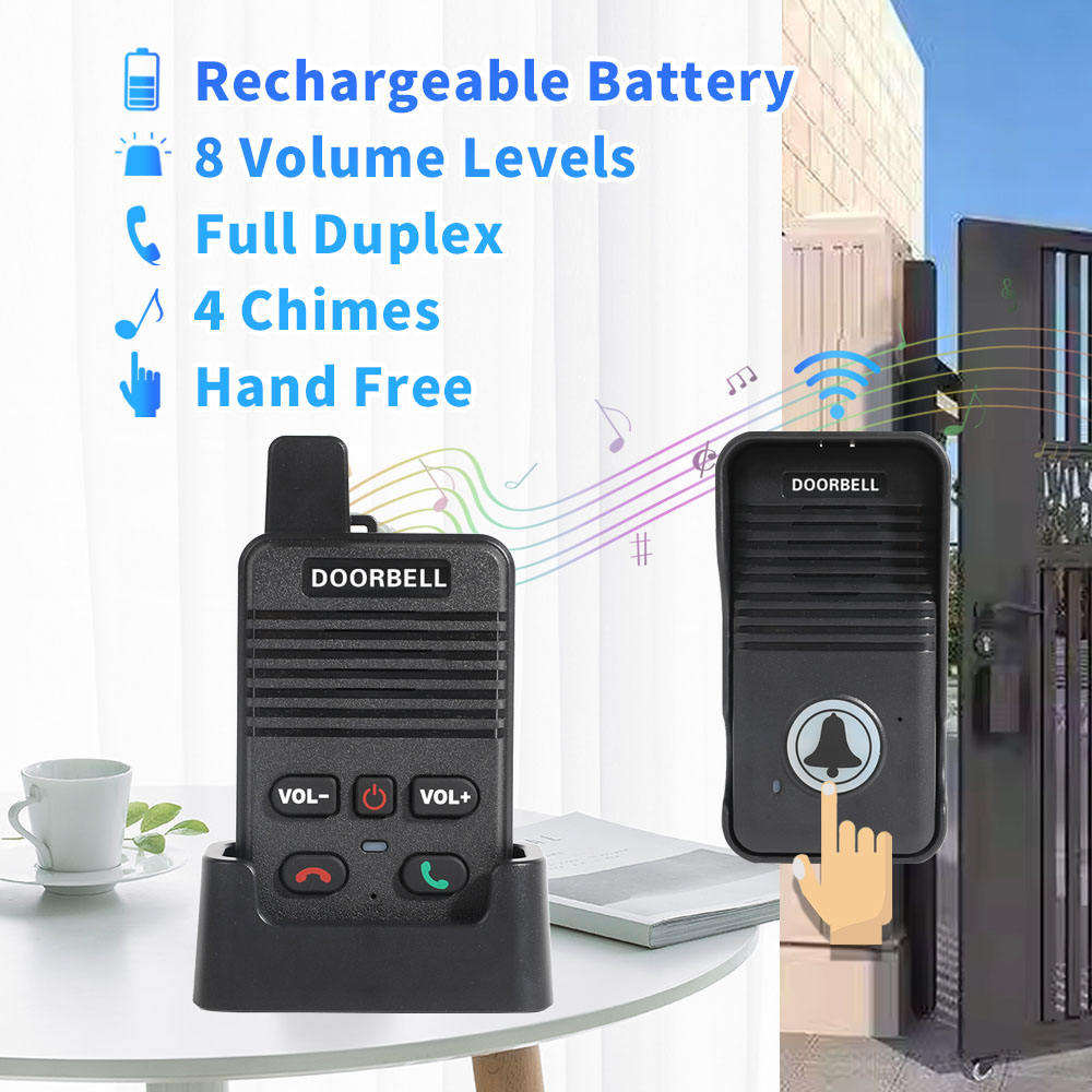 2023 Full Duplex Two-way Intercom Wireless Doorbell Manufacturer 200 Meter Range Wireless Intercom Doorbell with Recharge