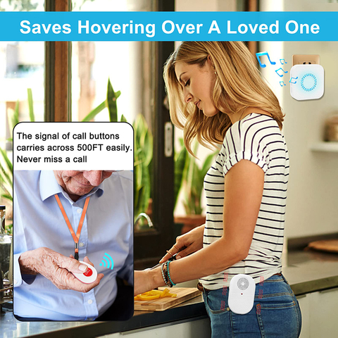 Caregiver Pager Call Button elderlyWireless SOS Call Button Vibration Pager Nurse Calling Alert System for Home Elderly Disabled Patient 2 SOS Call Buttons/Transmitters 2 Receivers