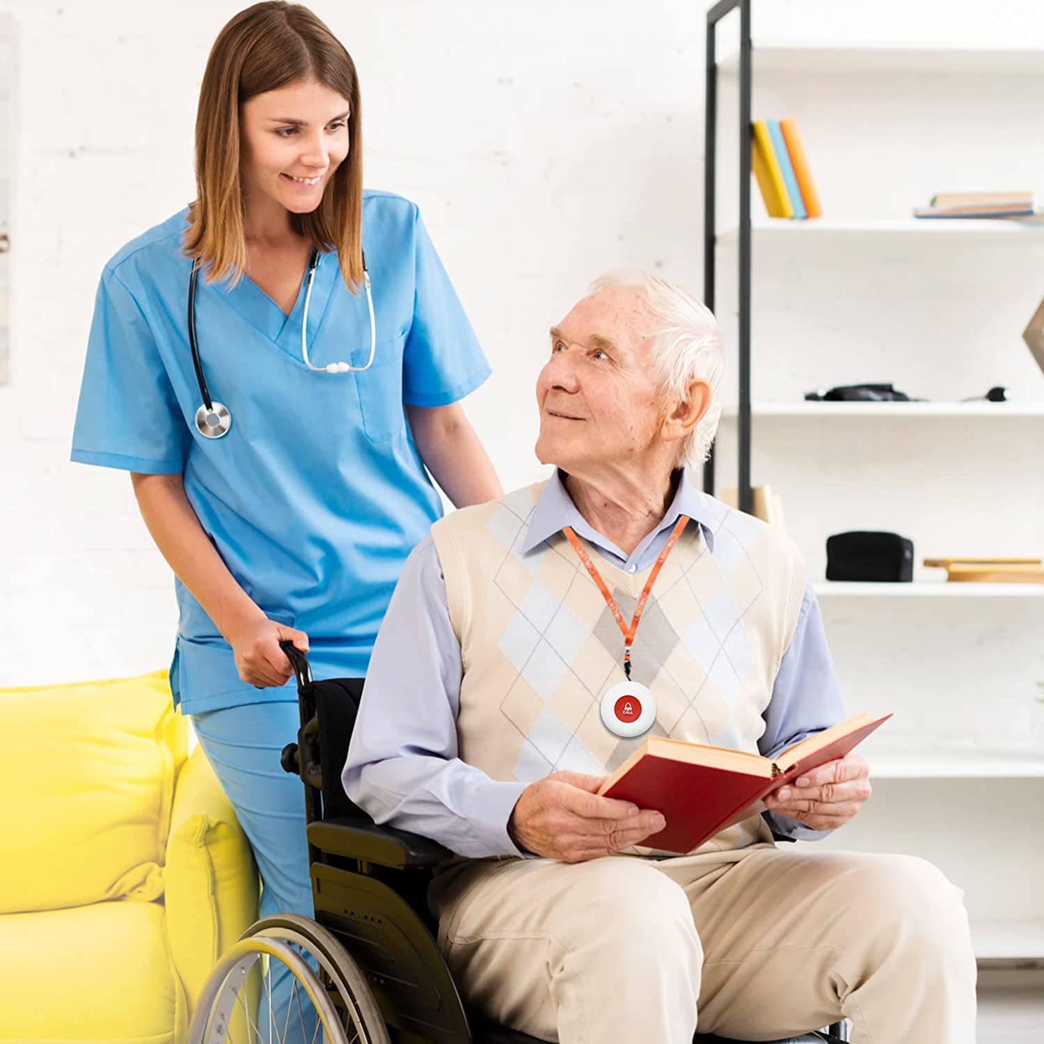Daytech Wireless Caregiver Pager Call Button Elderly Medical Nurse Alert System for Elderly Monitoring/Seniors
