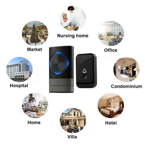 Daytech DB27 2 receivers ip44 1 transmitter button 12v ring doorbell battery smart door bell wireless
