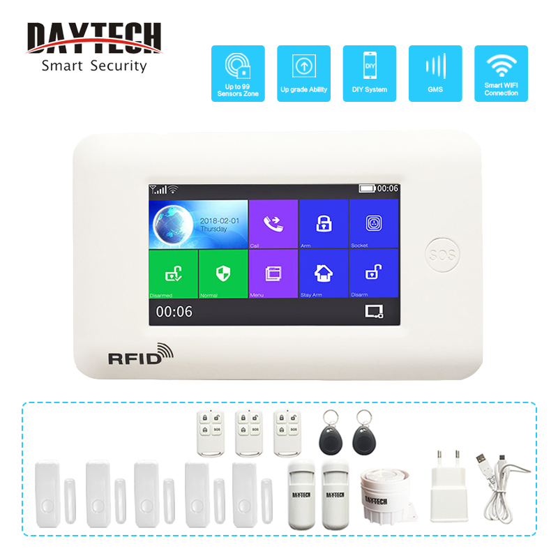 Remote Control Tuya Smart WiFi GSM Home Alarm Kit Touch Screen Security Alarm System For Home