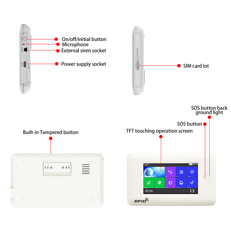 Daytech TA03-KIT1 Full Touch Color Screen Door Sensor Motion Detector Wireless WiFi GSM Alarm System Tuya APP Remote Control