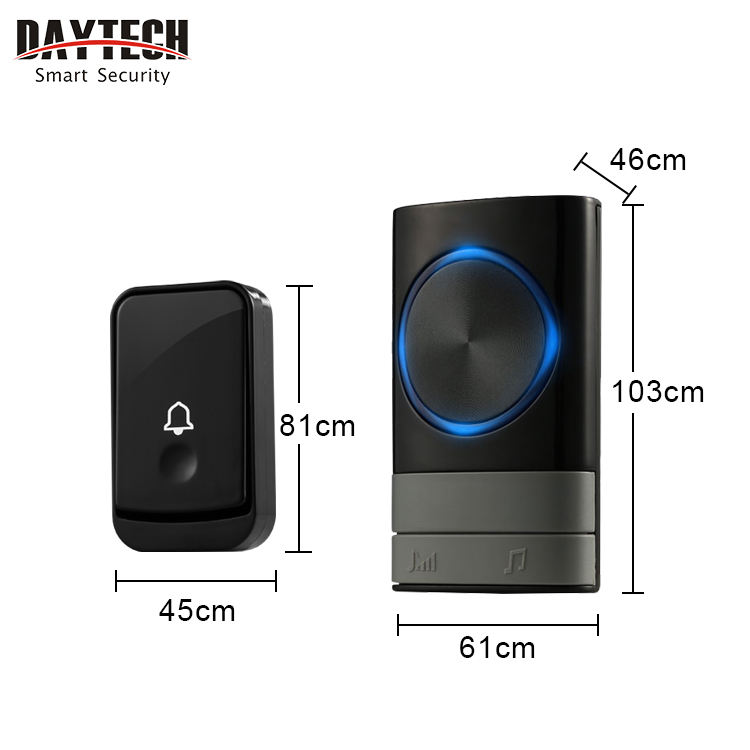 Daytech DB27 2 receivers ip44 1 transmitter button 12v ring doorbell battery smart door bell wireless