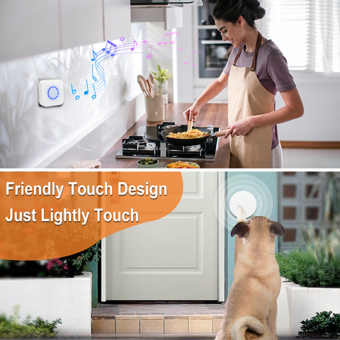 Pet Touch Doorbell Waterproof Home Wireless Door Bell 55 Ringtones Elderly Children SOS Emergency Pager Button Receiver