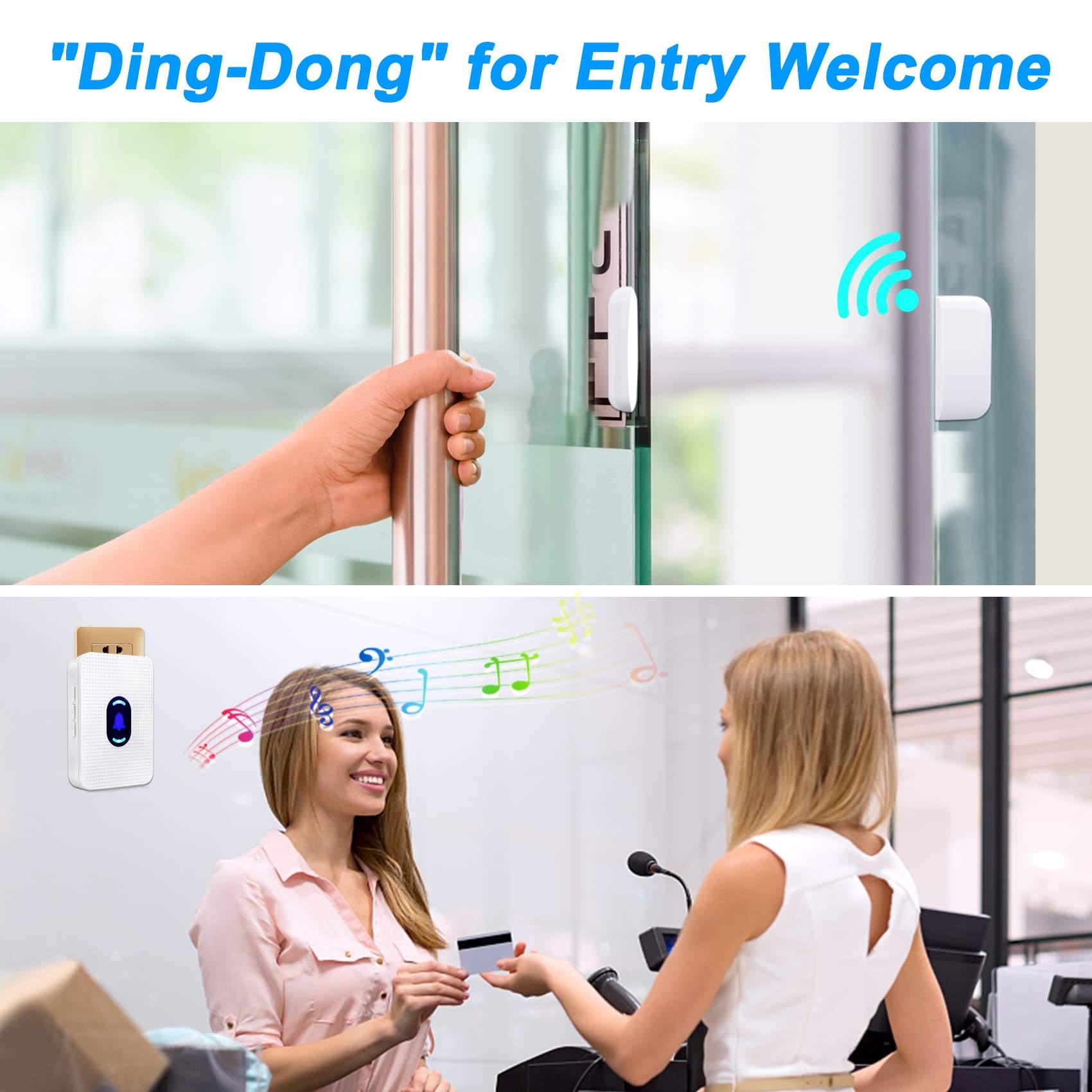 Daytech DC01 1-1 US White Wireless Door Bell Door Sensor Alarm