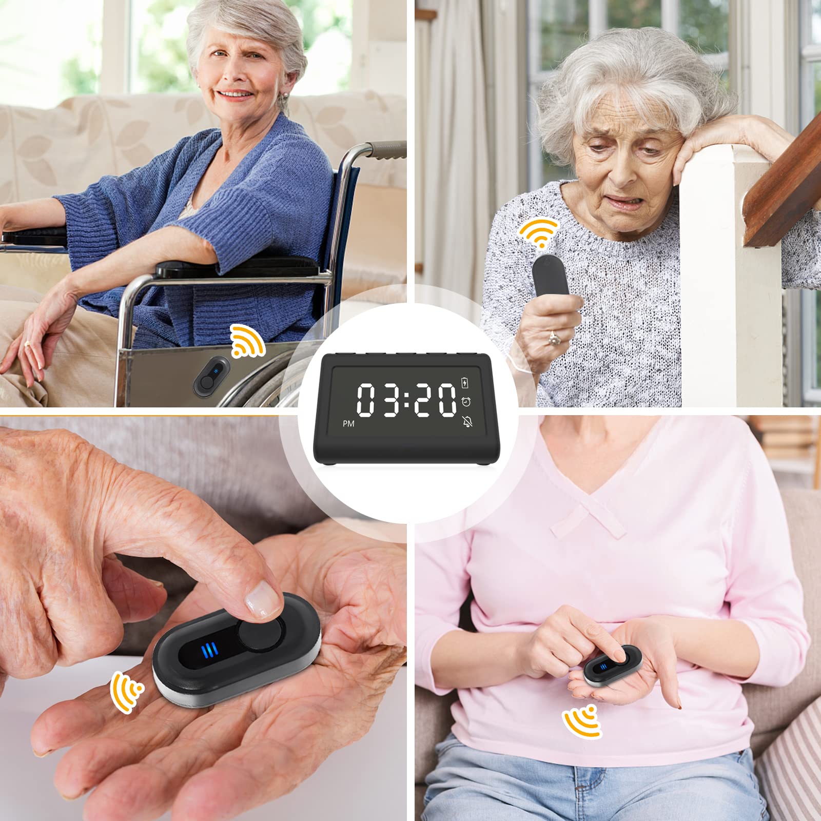 Daytech Medical Alert Systems for Seniors Time Alarm Clock Function Elderly Caregiver Pager 