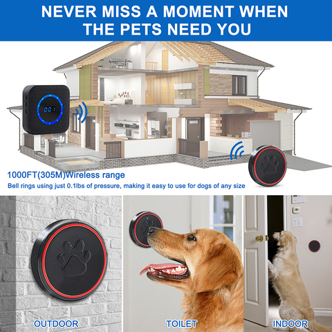 Daytech CC12BL-CB03BL Dog Barking Doorbell Waterproof Wireless Doorbell