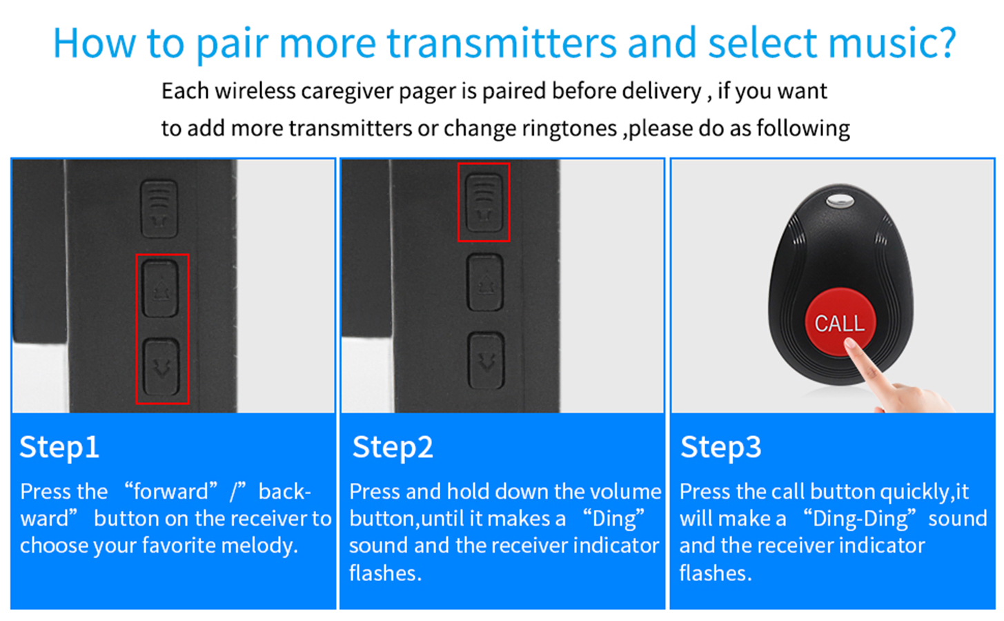 Daytech wireless pager system wholesale elderly care pager OEM/ODM