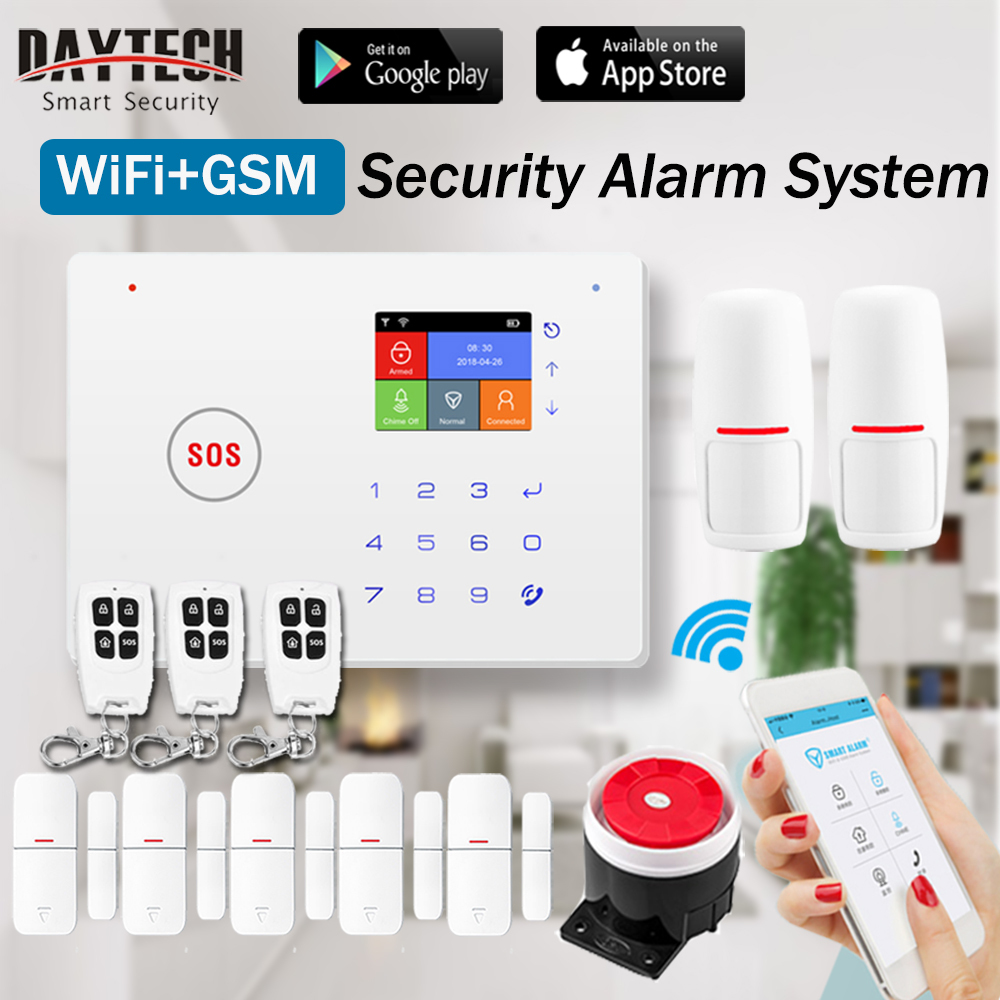 Smart Wireless Touch GSM WIFI Home Security Alarms System Kit With Pir Motion Sensor Door Sensor