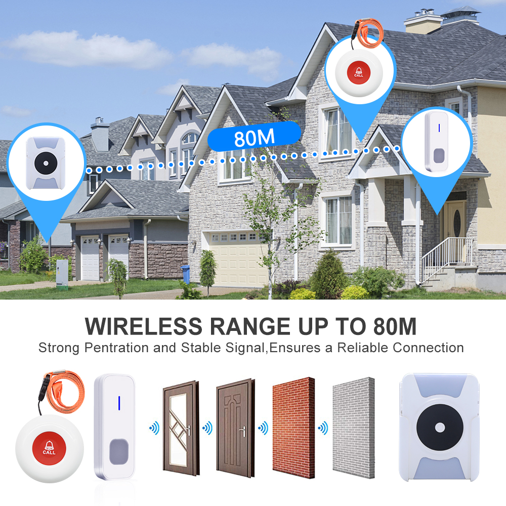 Daytech CC21 Battery deaf door bell vibration flashing light siren 3 in 1 pagers deaf smart