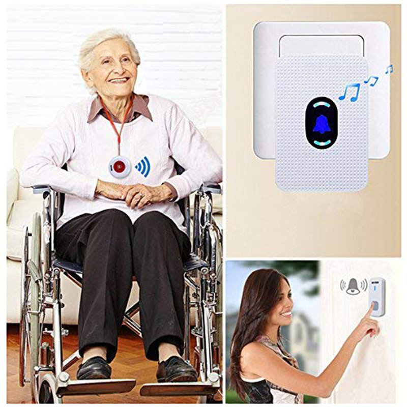 Daytech Caregiver Pager Call Button for Elderly Emergency Call Button Home Alert System Alarm for Elderly Seniors Patient Nurse Call System 1Receiver 1Call Button 1Doorbell